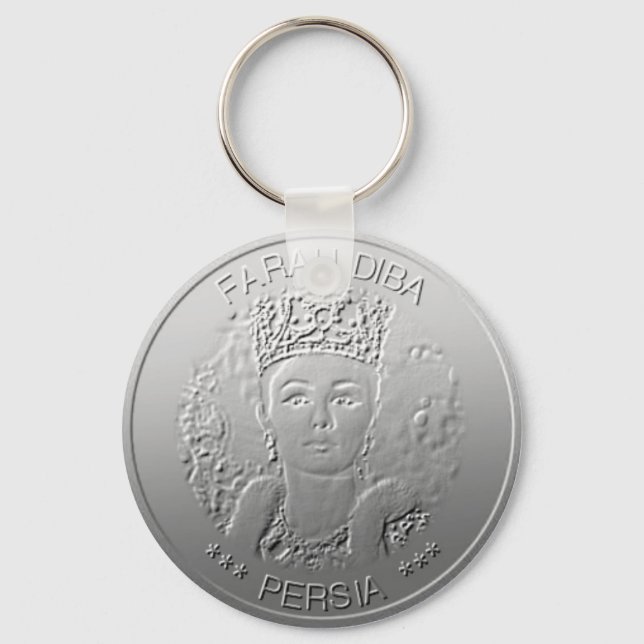 Farah Diba spouse Shah Iran Persia design #silv02 Keychain (Front)