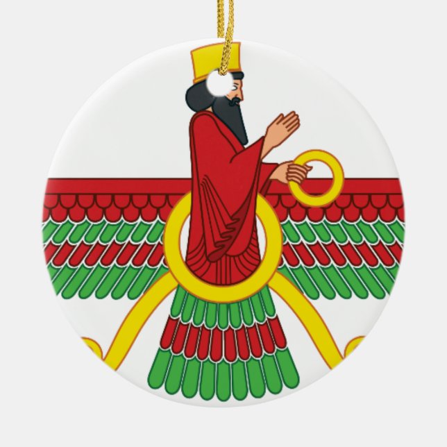 Faravahar Symbol Ceramic Ornament (Front)