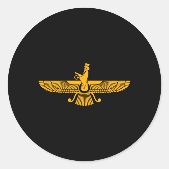 Faravahar Zarathustra Spiritual Symbols Iranian Classic Round Sticker (Front)