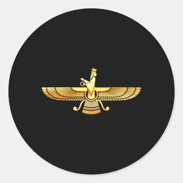 Faravahar Zarathustra Zoroastrian Farohar Farvahar Classic Round Sticker (Front)