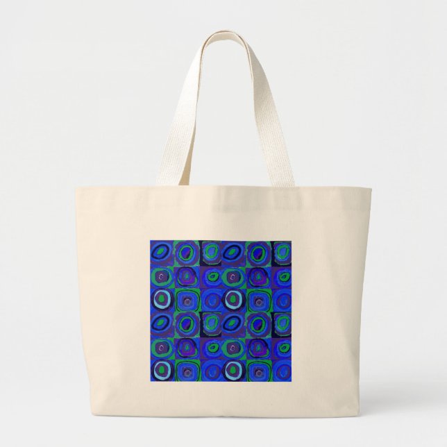 Farbstudie Quadrate Squares Blue Circles Large Tote Bag (Front)