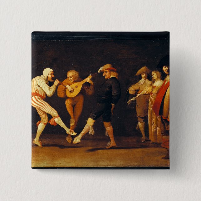 Farce Actors Dancing 2 Inch Square Button (Front)