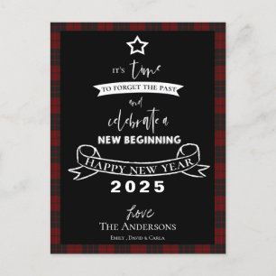 Farewell 2023 Typography Red Plaid White New Year Holiday Postcard