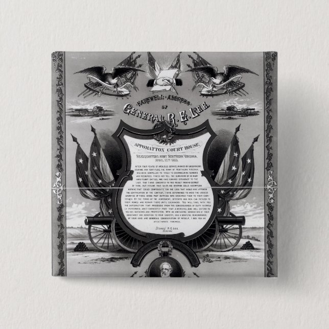 Farewell Address of General Robert E. Lee 2 Inch Square Button (Front)