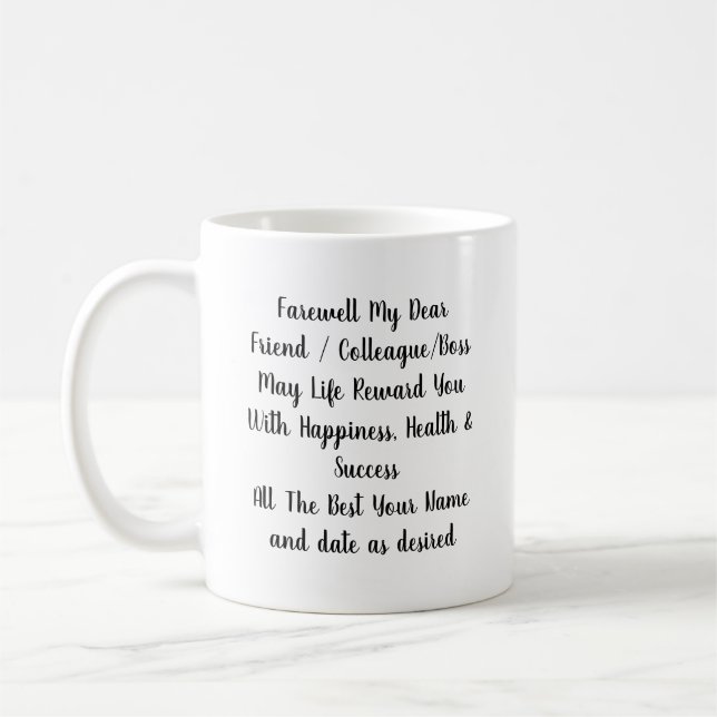 Farewell Gift Colleague Friend Boss Personalized Coffee Mug (Left)