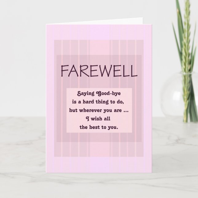 Farewell/Good-Bye for Female Pink Stripes Card (Front)