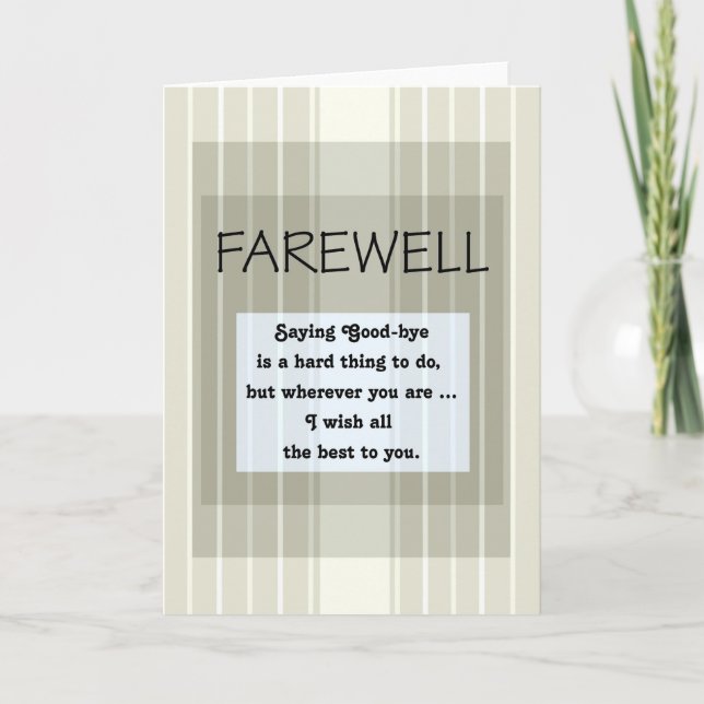Farewell/Good-Bye Green Stripes Card (Front)