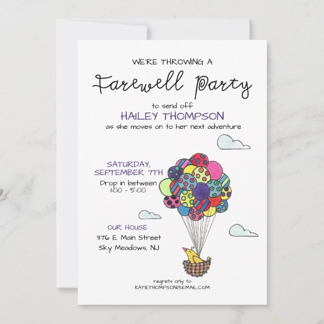 Farewell Party Hot Air Balloons Invitation (Devant)