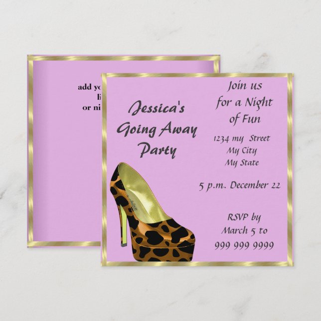 Farewell Party Invitation au revoir Pink (Devant / Derrière)