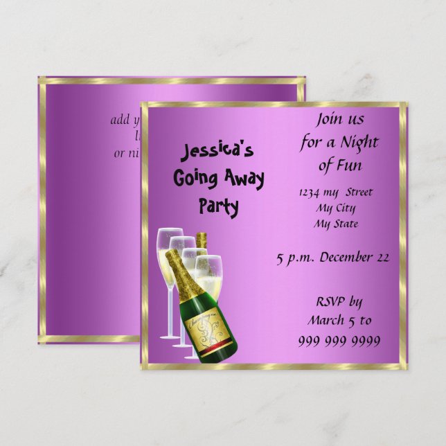 Farewell Party Invitation Card good bye (Front/Back)