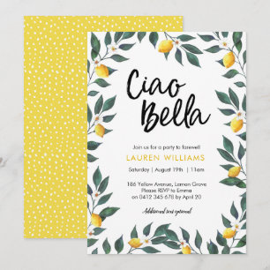 Farewell Party invitation Lemon tree leaves