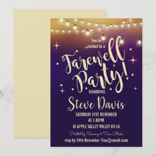 Farewell Party Invite lights modern retirement