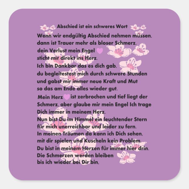 farewell poem square sticker (Front)