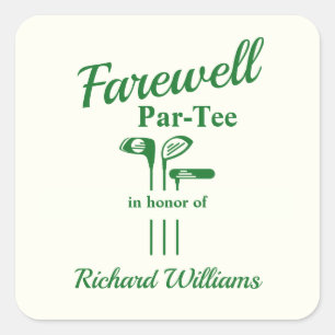 Farewell Retirement Golf Clubs Themed Par Tee Square Sticker