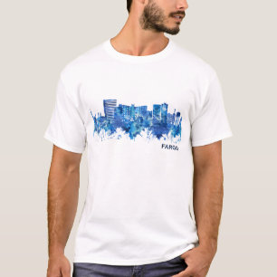 Fargo North Dakota Skyline Blue T-Shirt