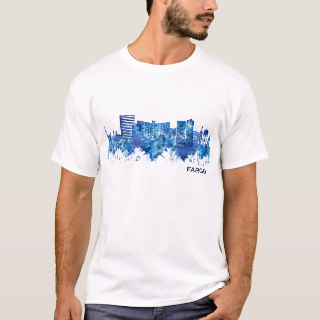 Fargo North Dakota Skyline Blue T-Shirt (Front)