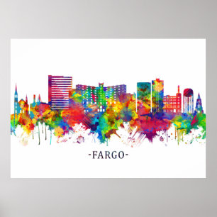 Fargo North Dakota Skyline Poster