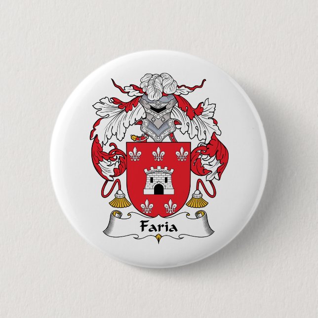Faria Family Crest 2 Inch Round Button (Front)
