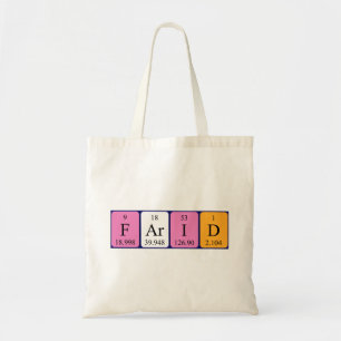 Farid periodic table name tote bag
