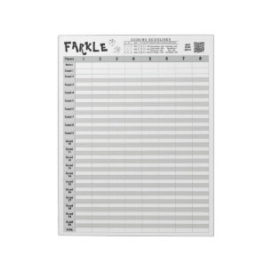 Farkle Big Score Sheets with Rules Easy Tear Away Notepad