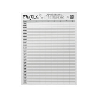 Farkle Big Score Sheets with Rules Easy Tear Away Notepad