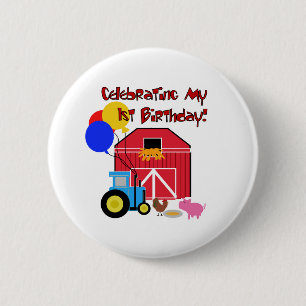 Farm 1st Birthday 2 Inch Round Button
