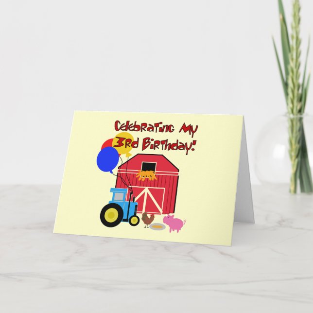 Farm 3rd Birthday T-shirts and Gifts Card (Front)