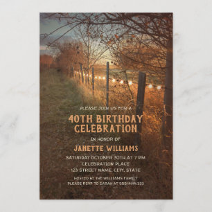 Farm 40th Birthday Invitations Rustic Country Path