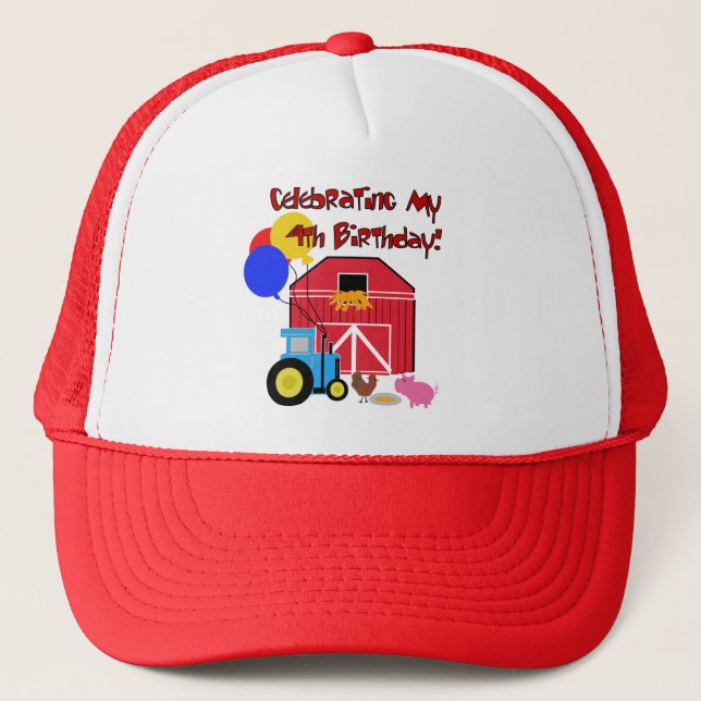 Farm 4th Birthday Tshirts and Gifts Trucker Hat (Front)