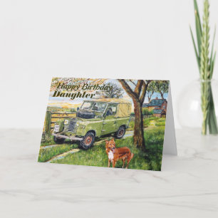"FARM" 4x4 vehicle Daughters Birthday Card