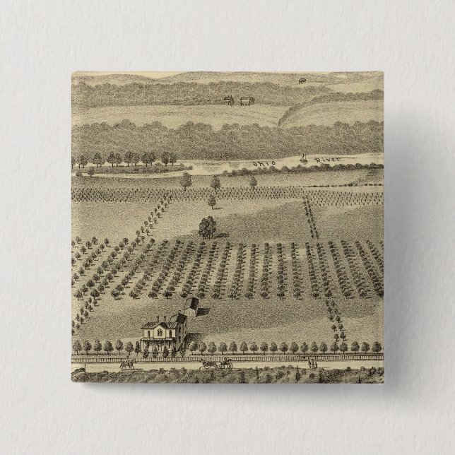 Farm and residences of Joseph 2 Inch Square Button (Front)