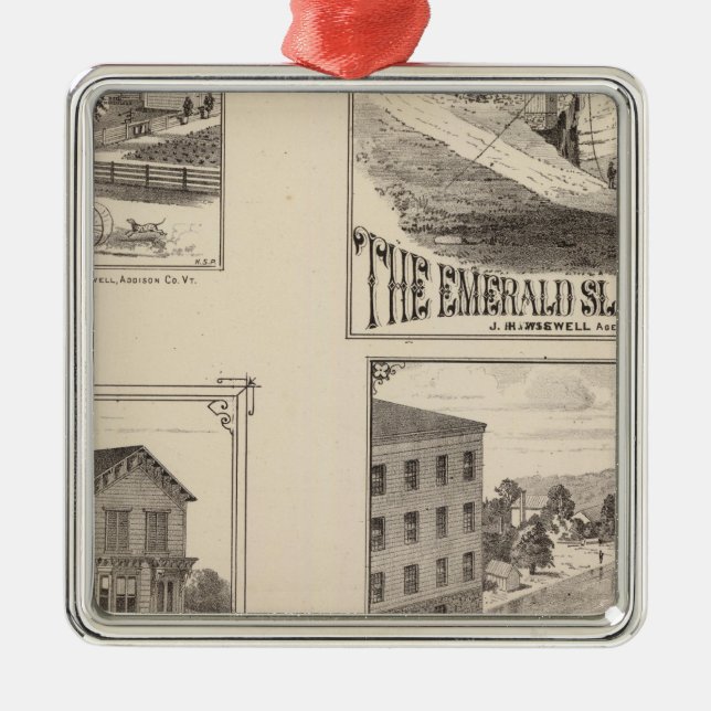 farm and waterworks in Hydeville Metal Ornament (Front)