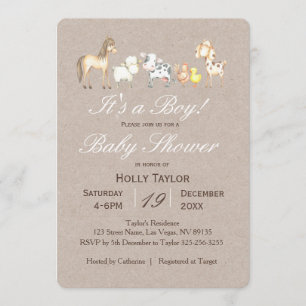 Farm Animal Baby Shower Invitation