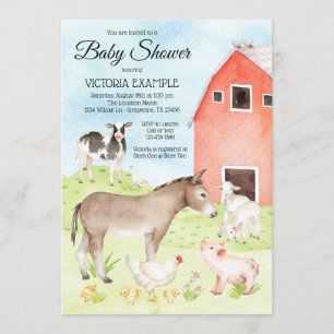 Farm Animal Baby Shower Invitations