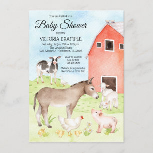 Farm Animal Baby Shower Invitations