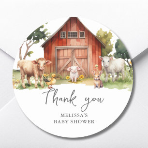 Farm Animal Baby Shower Thank You Favour Sticker