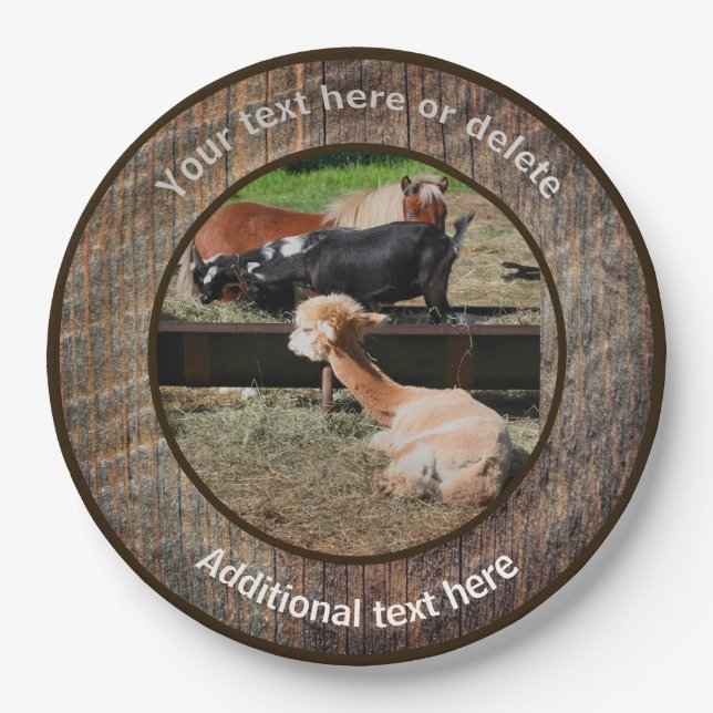 Farm Animal Barnyard Fun Personalized Party  Paper Plate (Front)
