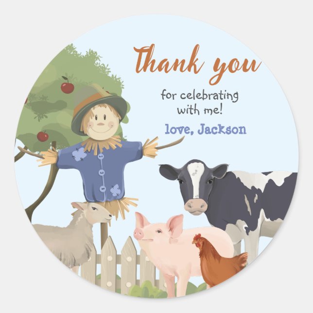 Farm Animal, Barnyard Party Sticker (Front)