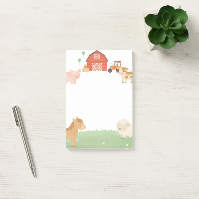 Farm Animal Barnyard Watercolor Sticky Notes (Office)