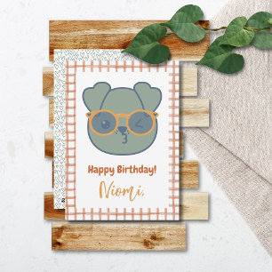 Farm Animal Birthday Dog Hearts Gingham Pattern Holiday Card