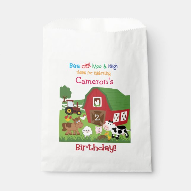 Farm Animal Birthday Goody/Favour Bag (Front)