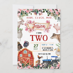 Farm animal birthday invitation