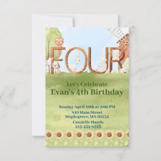 farm animal birthday invitation
