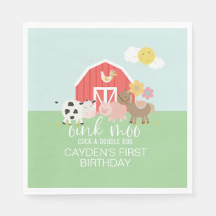 Farm Animal Birthday Party napkins cow horse pig