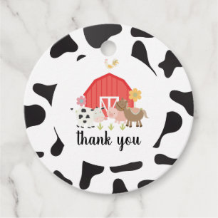 Farm Animal Birthday Party thank you favour tags