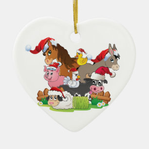 Farm Animal Christmas Ceramic Ornament
