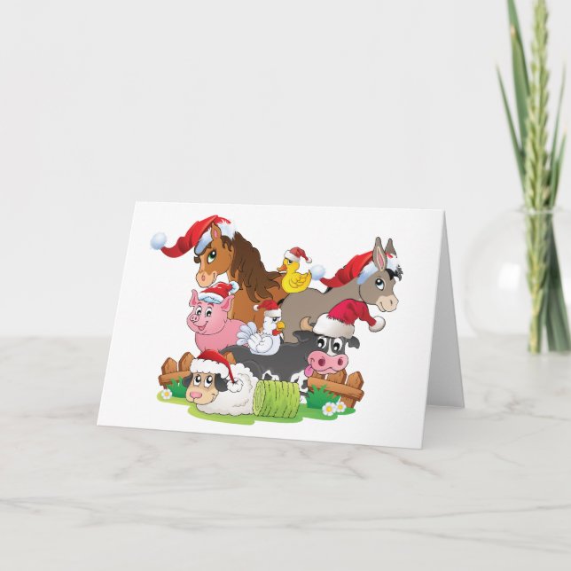 Farm Animal Christmas Holiday Card (Front)