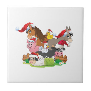 Farm Animal Christmas Tile