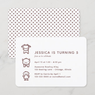 Farm Animal Doodles Child's Birthday Invitation