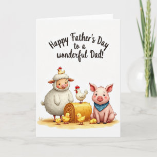 Farm Animal Fathers Day Art Card